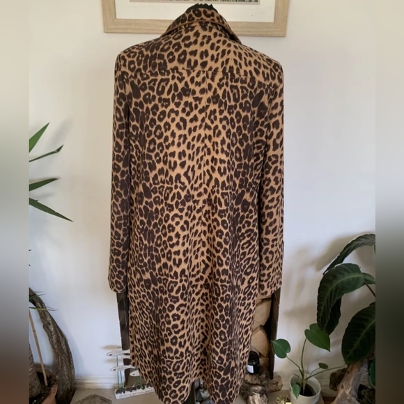 Zara Leopard Print Faux Suede Duster Coat - Picture 2 of 5